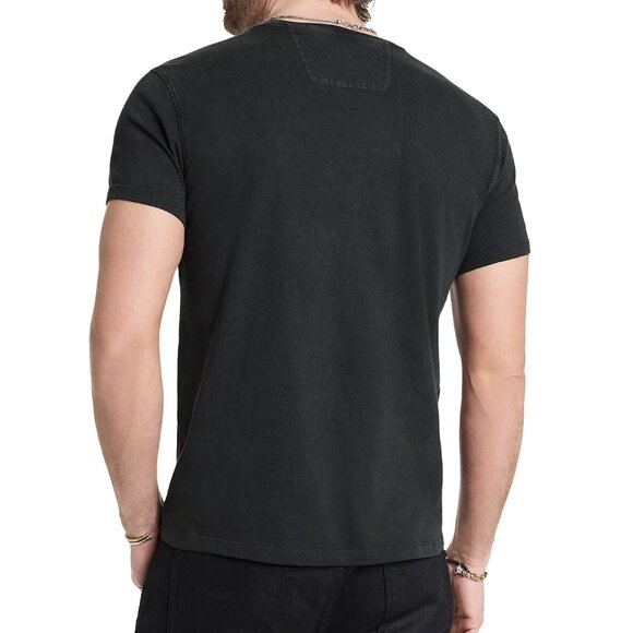 John Varvatos Men's Peace Embroidered Goth Script Graphic Crew T-Shirt Charcoal - Picture 3 of 7